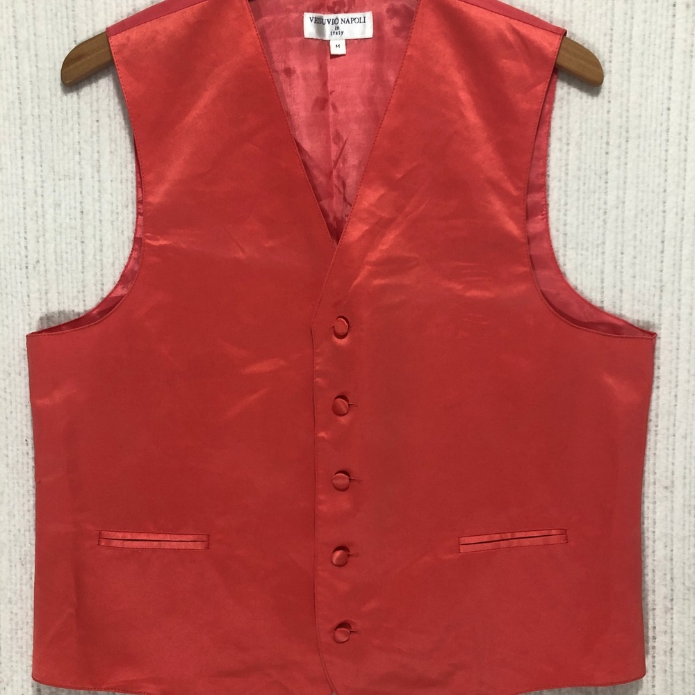 Vesuvi Napoli Pink Satin Vest Mens Size M Formal Dress Vest‎